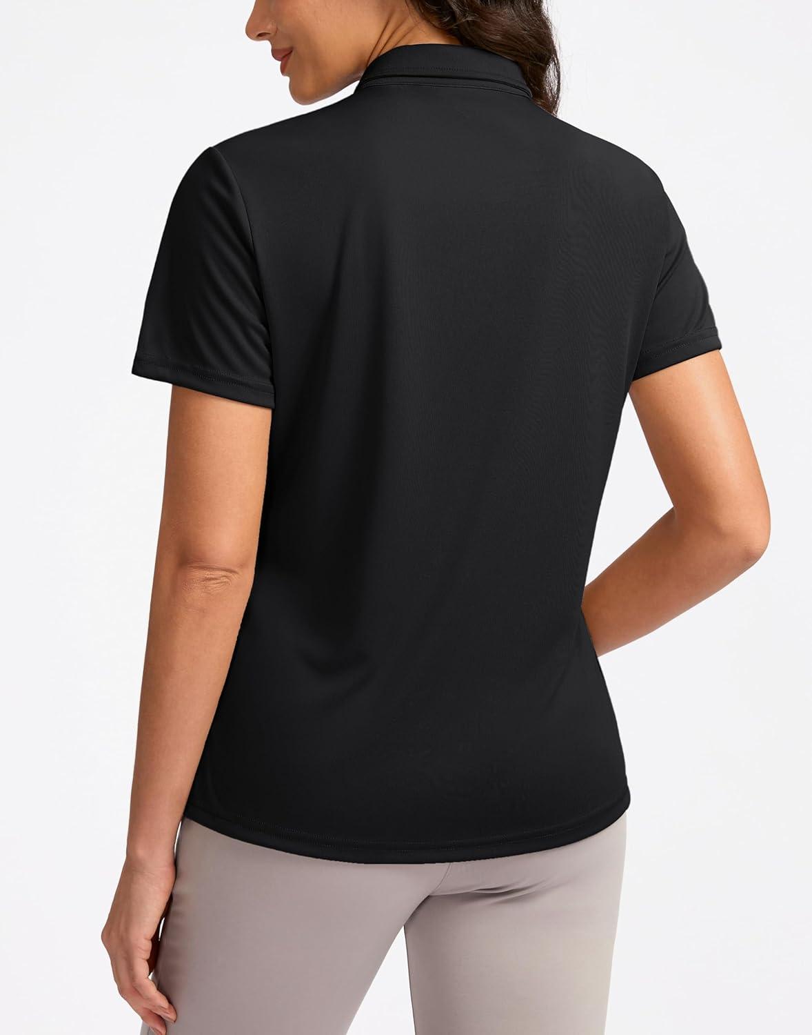 imageWomens Golf Shirt Short Sleeve Lightweight Moisture Wicking Work Tennis Tops Collared Polo Shirts for Women with 4ButtonBlack