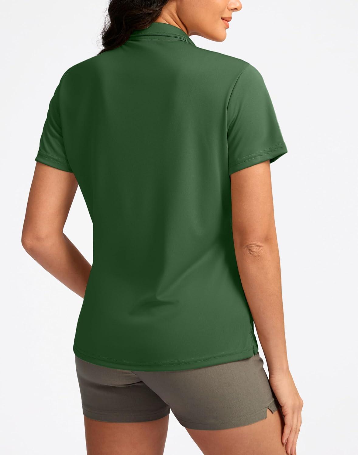 imageWomens Golf Shirt Short Sleeve Lightweight Moisture Wicking Work Tennis Tops Collared Polo Shirts for Women with 4ButtonGreen