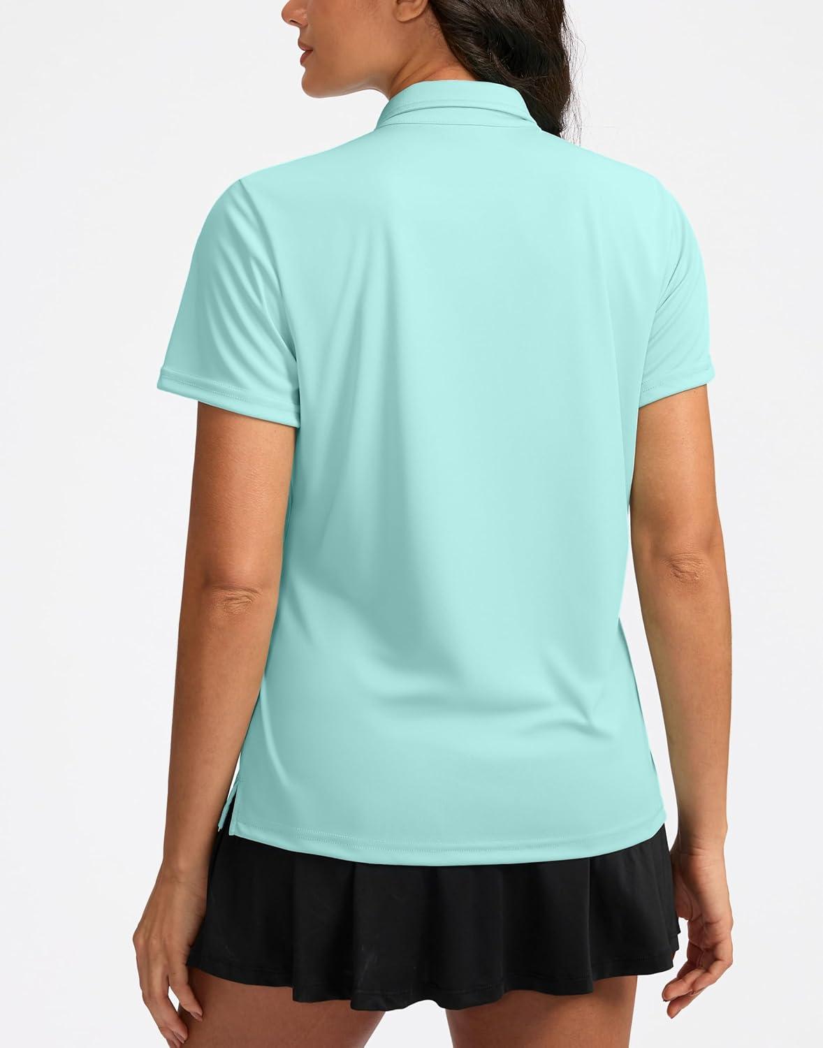 imageWomens Golf Shirt Short Sleeve Lightweight Moisture Wicking Work Tennis Tops Collared Polo Shirts for Women with 4ButtonLight Green