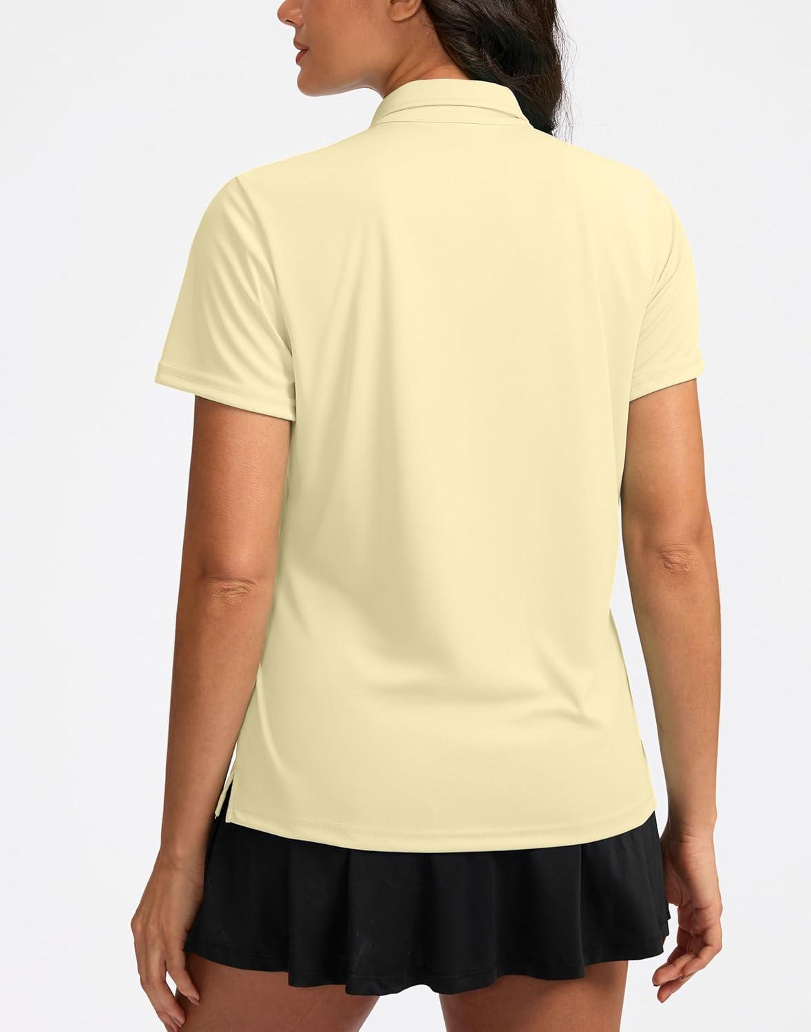 imageWomens Golf Shirt Short Sleeve Lightweight Moisture Wicking Work Tennis Tops Collared Polo Shirts for Women with 4ButtonLight Yellow