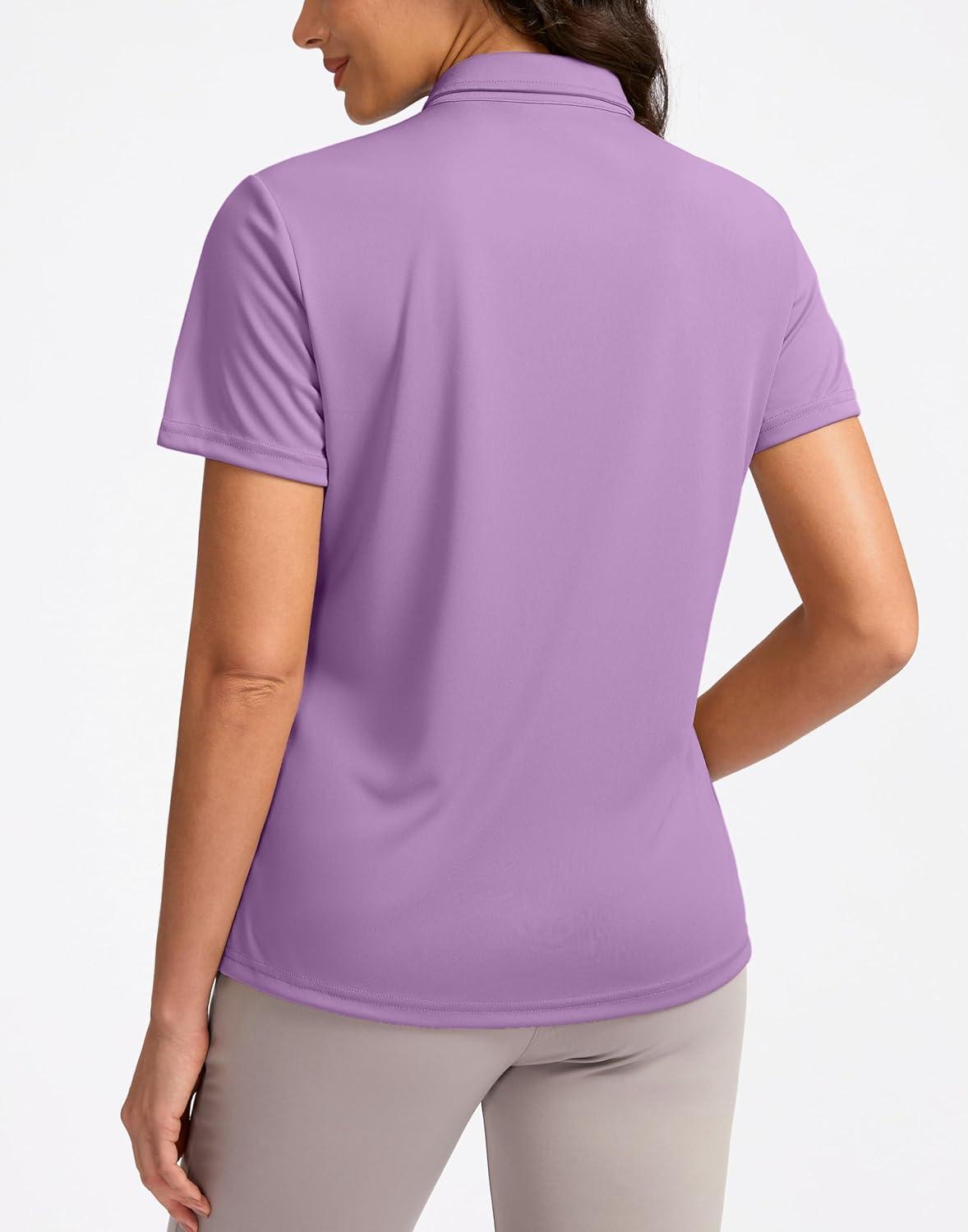 imageWomens Golf Shirt Short Sleeve Lightweight Moisture Wicking Work Tennis Tops Collared Polo Shirts for Women with 4ButtonPurple