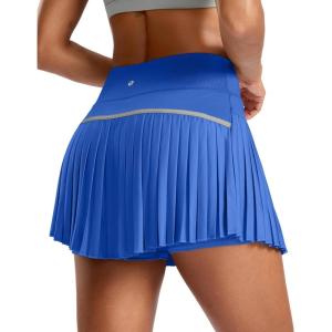 SANTINY Pleated Tennis Skirt for Women with Pockets High Waisted Athletic Golf Skorts with Shorts for Workout Pickleball(Royal Blue)