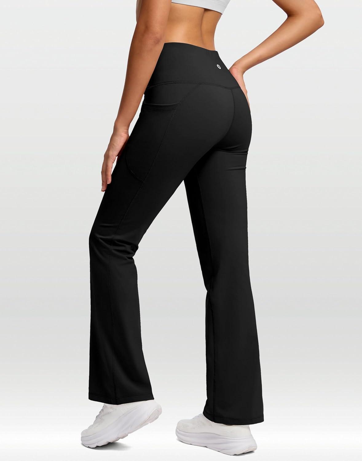 image:imageSANTINY Womens Fleece Lined Pants with Pockets Crossover Yoga Pants 28530532 Thermal Warm Flare Leggings for WomenBlack