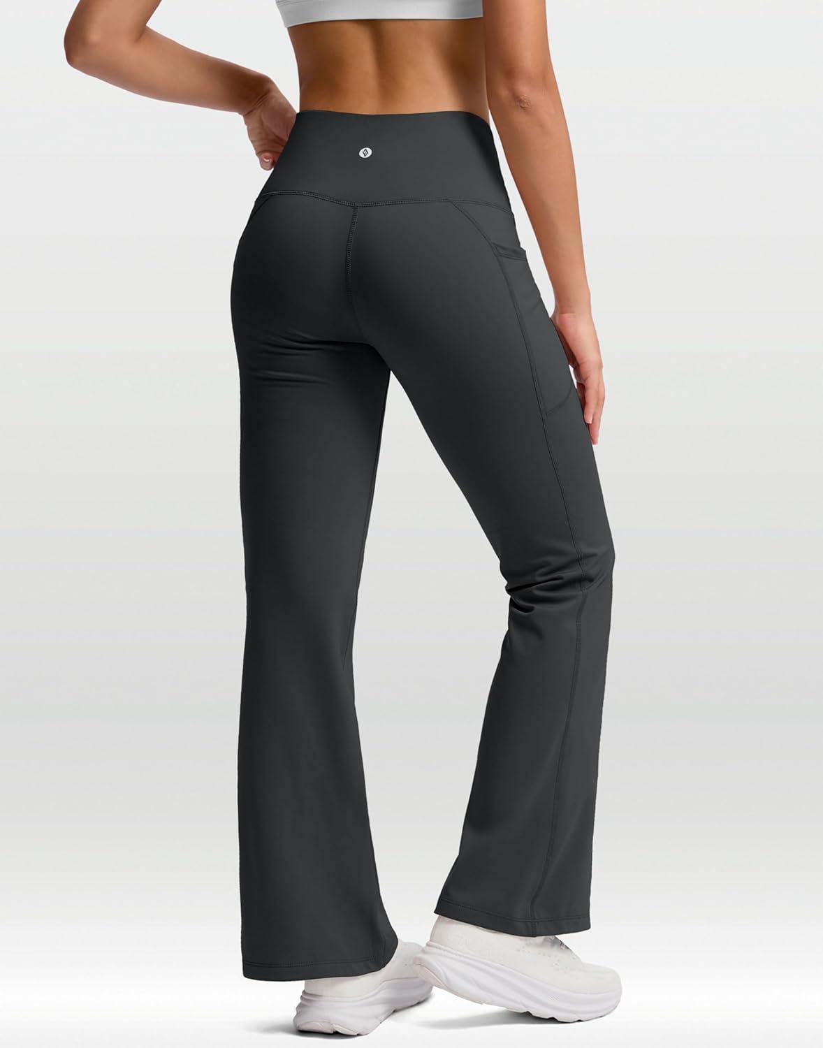 image:imageSANTINY Womens Fleece Lined Pants with Pockets Crossover Yoga Pants 28530532 Thermal Warm Flare Leggings for WomenDark Grey
