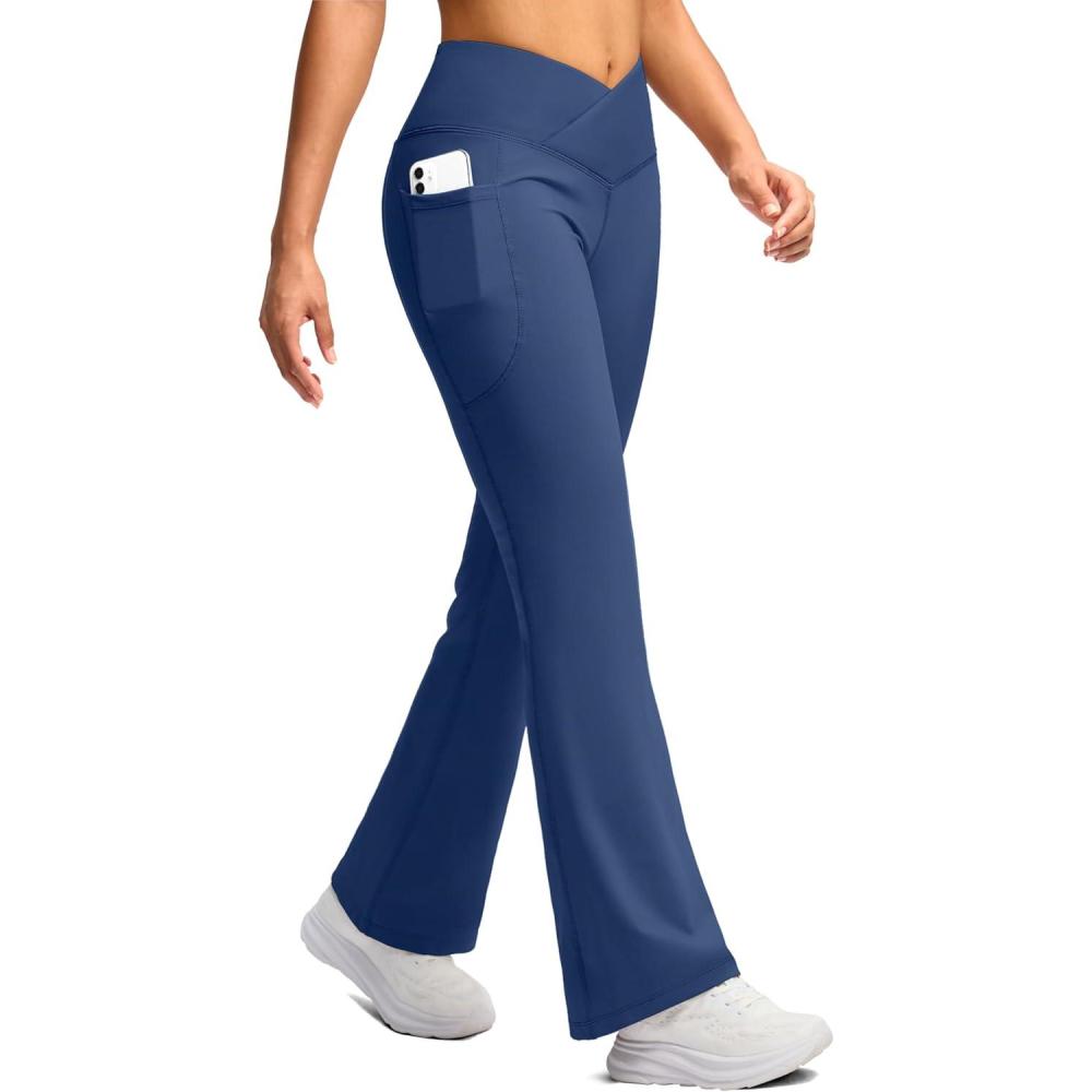 image:imageSANTINY Womens Fleece Lined Pants with Pockets Crossover Yoga Pants 28530532 Thermal Warm Flare Leggings for WomenBlue