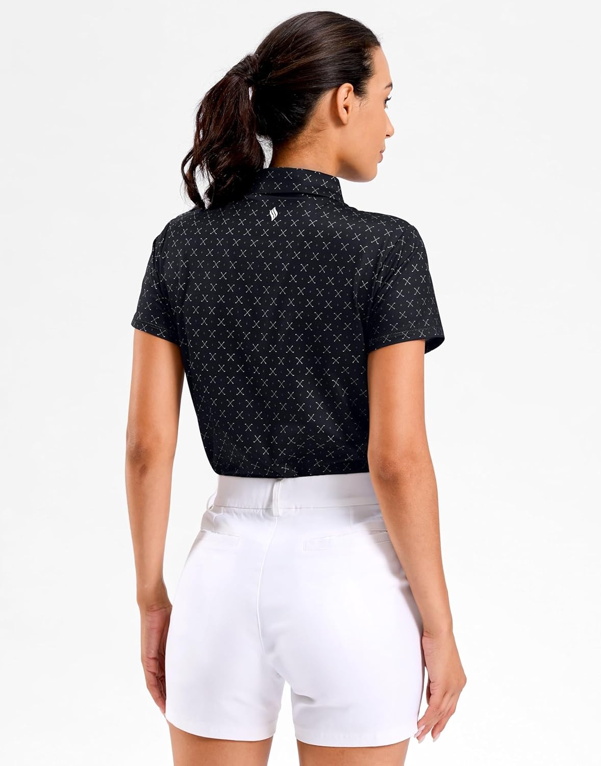image:imageSANTINY Golf Polo Shirts for Women Short Sleeve Quick Dry 3 Buttons Collared Pickleball Shirt Summer Golf Tennis TopsBlack Golf Clubs