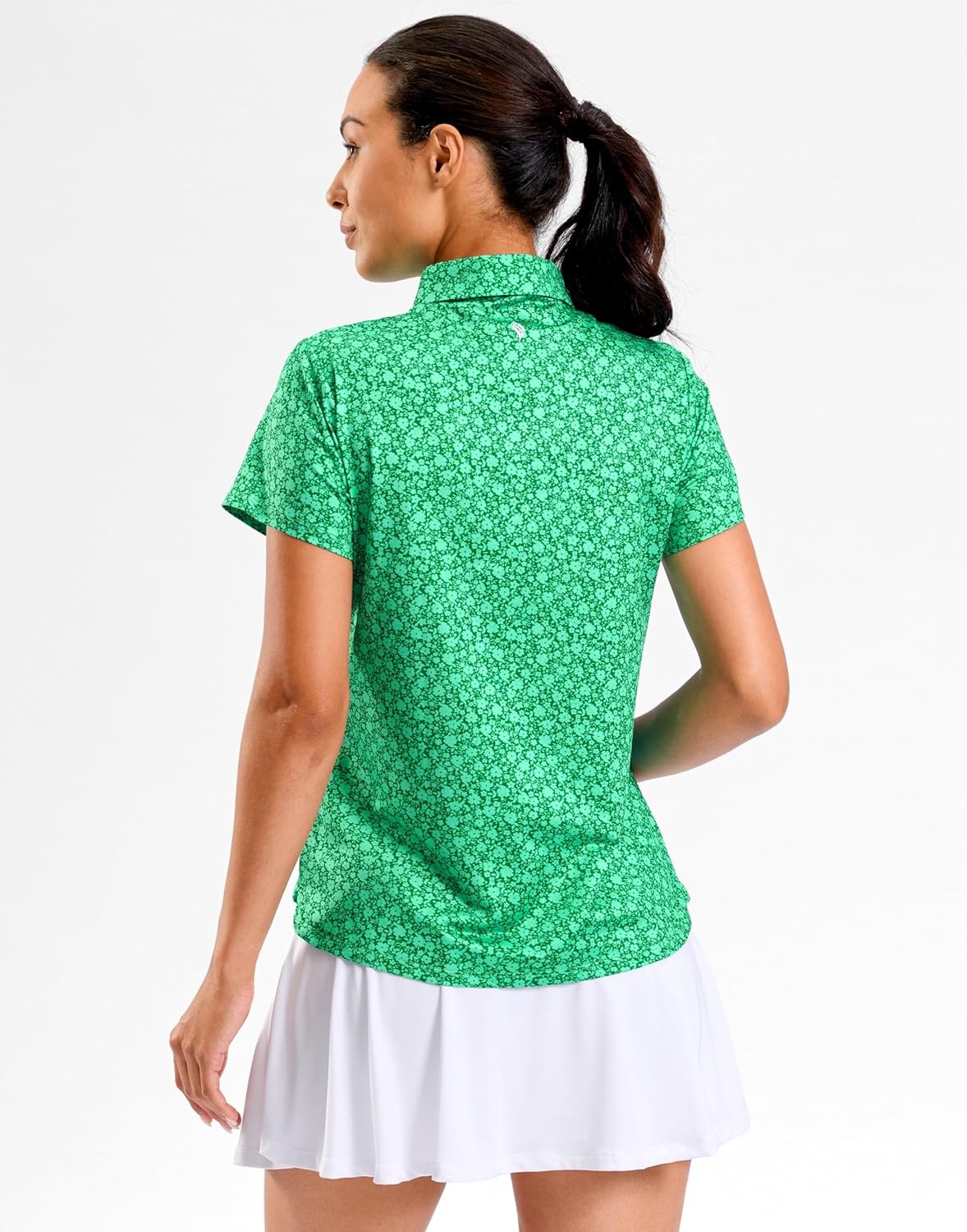 image:imageSANTINY Golf Polo Shirts for Women Short Sleeve Quick Dry 3 Buttons Collared Pickleball Shirt Summer Golf Tennis TopsGreen Floral