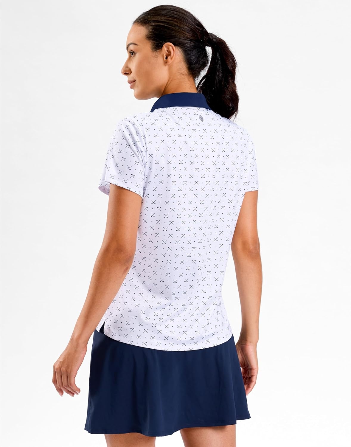 image:imageSANTINY Golf Polo Shirts for Women Short Sleeve Quick Dry 3 Buttons Collared Pickleball Shirt Summer Golf Tennis TopsWhite Golf Clubs