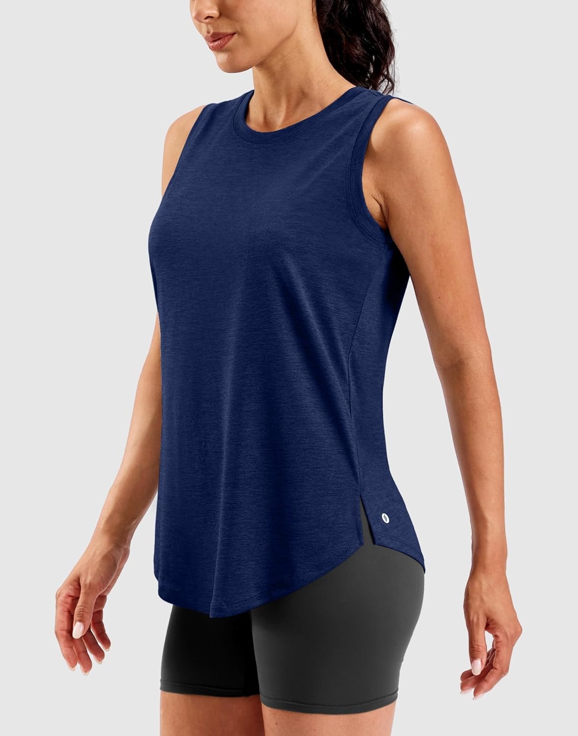 image:imageSANTINY Womens Lightweight Long Workout Tops Sleeveless Tennis Gym Yoga Shirts Athletic Running Tank Top for Women Loose FitA Navy