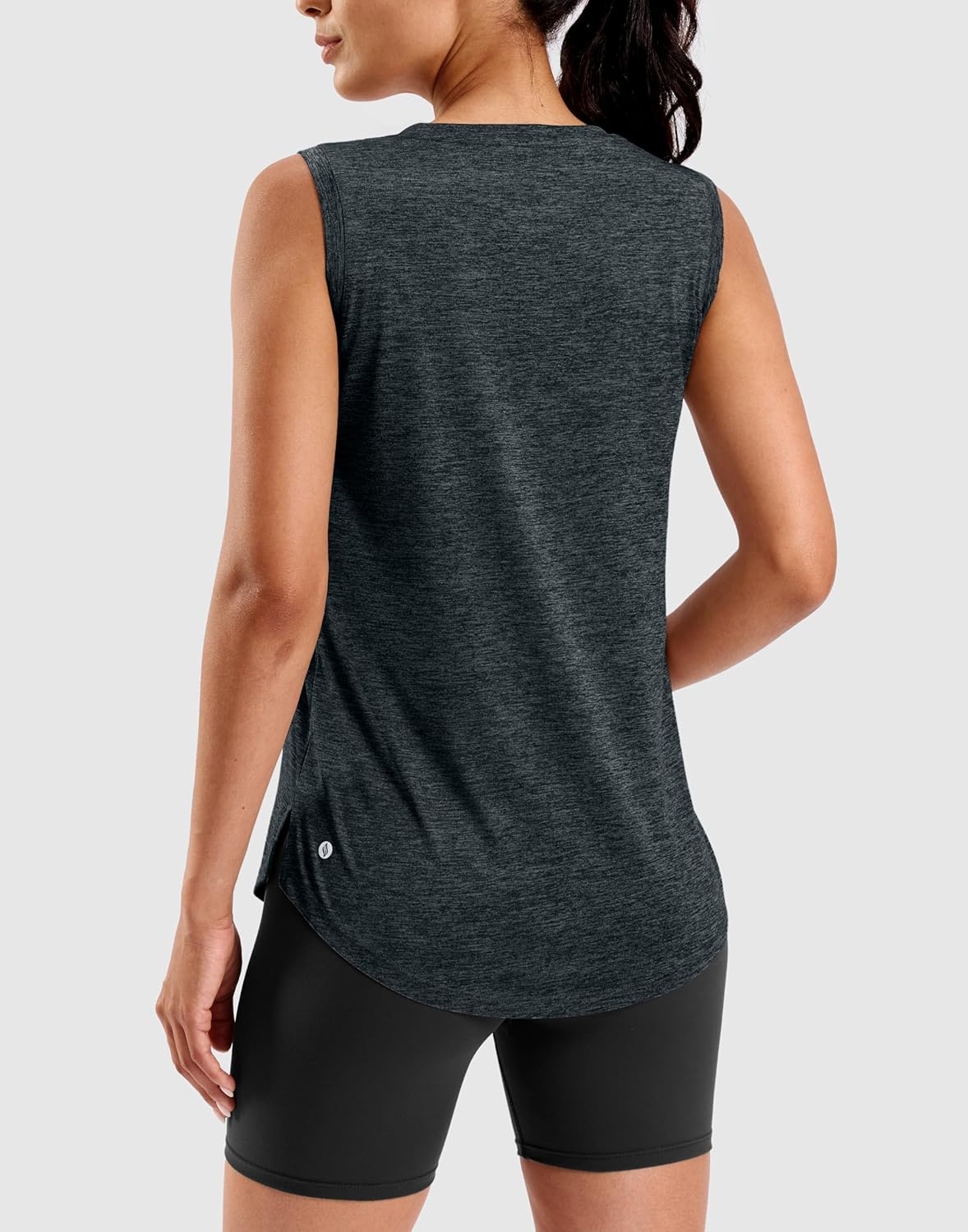 image:imageSANTINY Womens Lightweight Long Workout Tops Sleeveless Tennis Gym Yoga Shirts Athletic Running Tank Top for Women Loose FitBlack