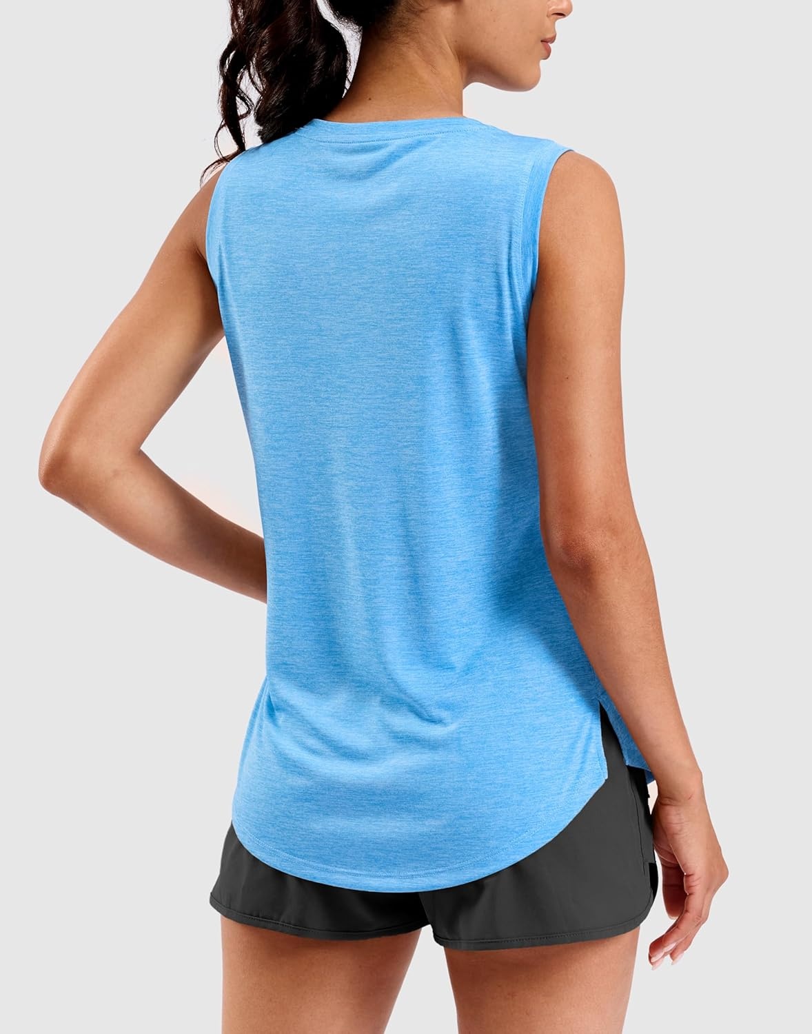 image:imageSANTINY Womens Lightweight Long Workout Tops Sleeveless Tennis Gym Yoga Shirts Athletic Running Tank Top for Women Loose FitBlue