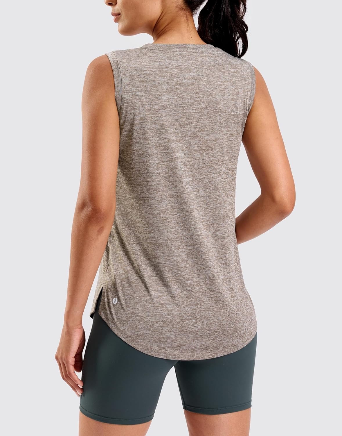 image:imageSANTINY Womens Lightweight Long Workout Tops Sleeveless Tennis Gym Yoga Shirts Athletic Running Tank Top for Women Loose FitBrown