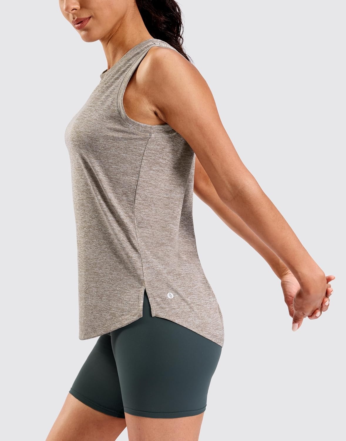 image:imageSANTINY Womens Lightweight Long Workout Tops Sleeveless Tennis Gym Yoga Shirts Athletic Running Tank Top for Women Loose FitBrown