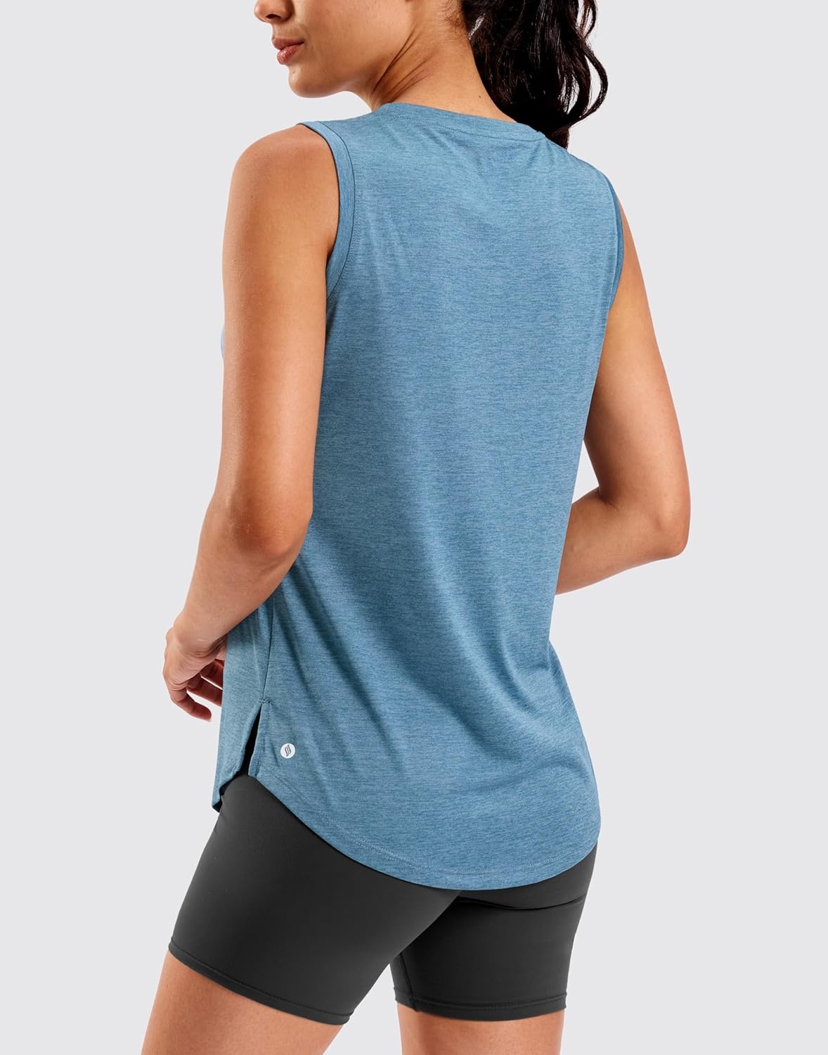 image:imageSANTINY Womens Lightweight Long Workout Tops Sleeveless Tennis Gym Yoga Shirts Athletic Running Tank Top for Women Loose FitGrey Blue