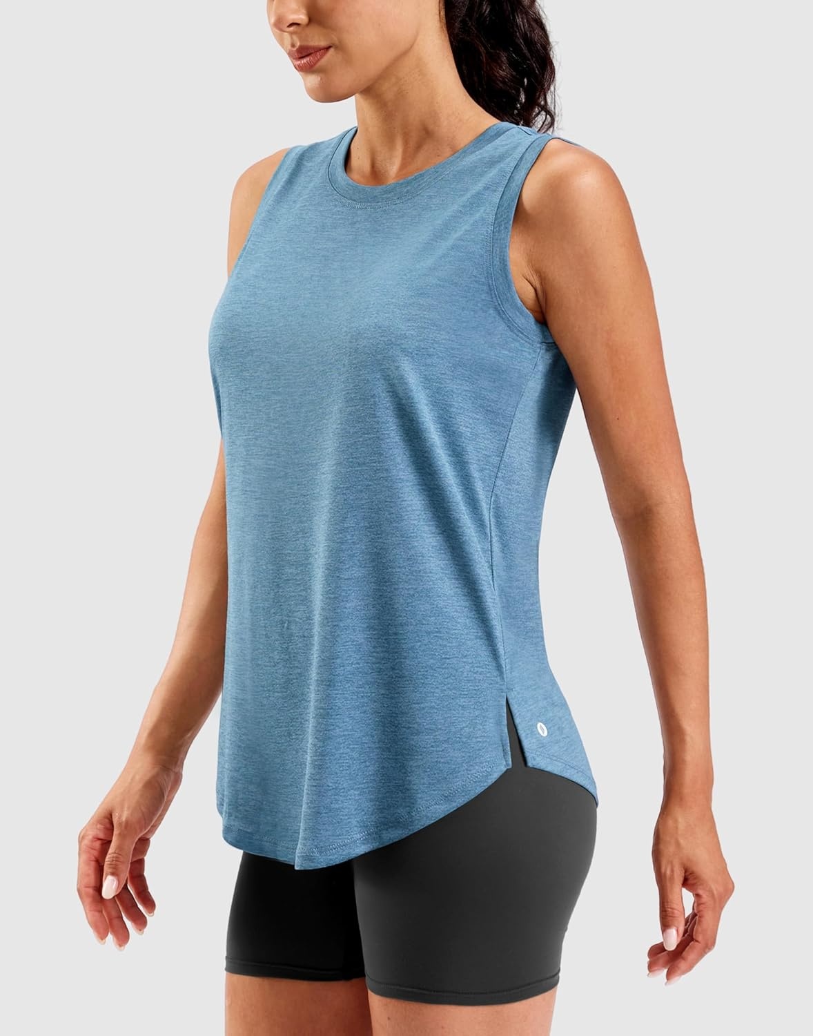 image:imageSANTINY Womens Lightweight Long Workout Tops Sleeveless Tennis Gym Yoga Shirts Athletic Running Tank Top for Women Loose FitGrey Blue