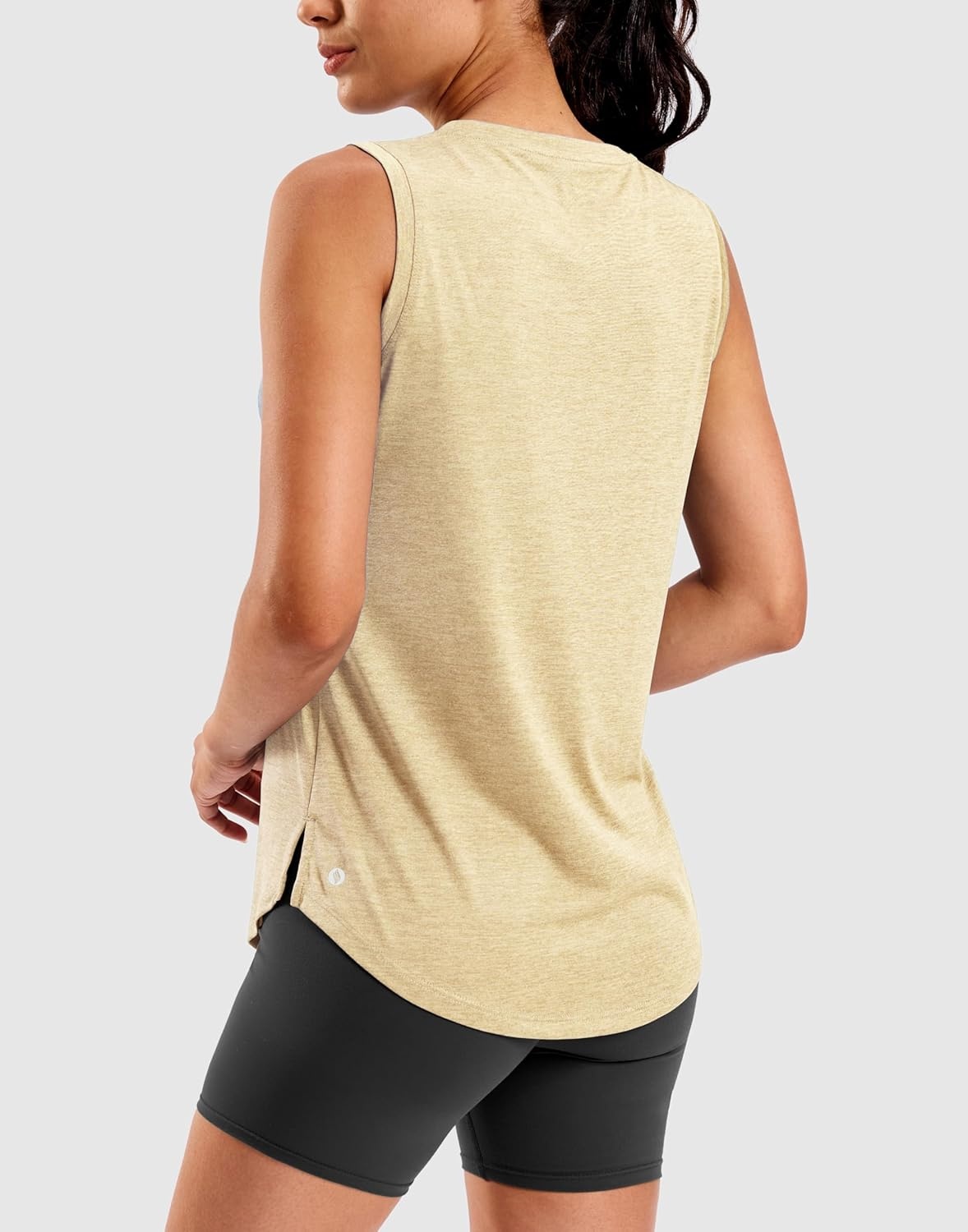 image:imageSANTINY Womens Lightweight Long Workout Tops Sleeveless Tennis Gym Yoga Shirts Athletic Running Tank Top for Women Loose FitKhaki