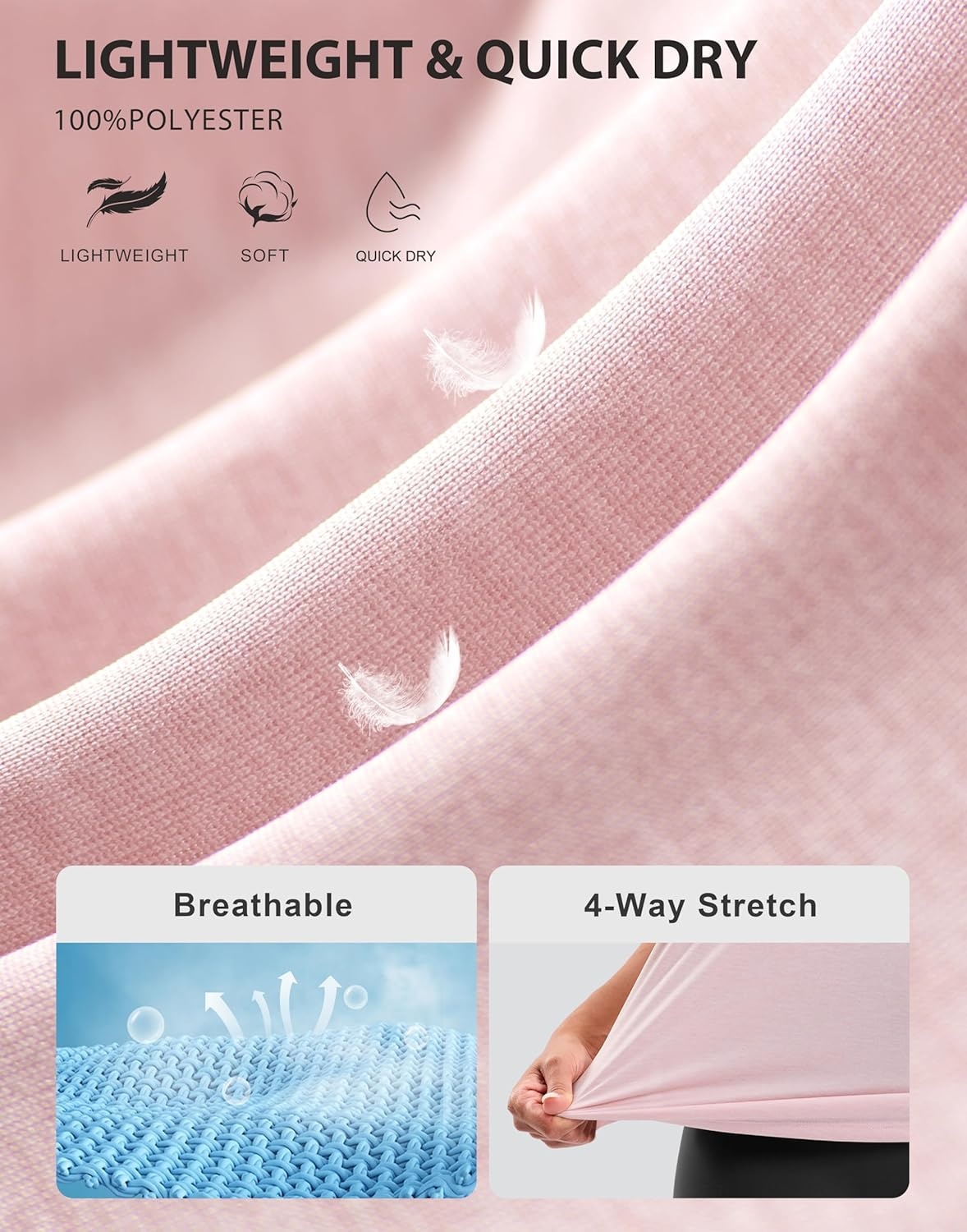 image:imageSANTINY Womens Lightweight Long Workout Tops Sleeveless Tennis Gym Yoga Shirts Athletic Running Tank Top for Women Loose FitLight Pink