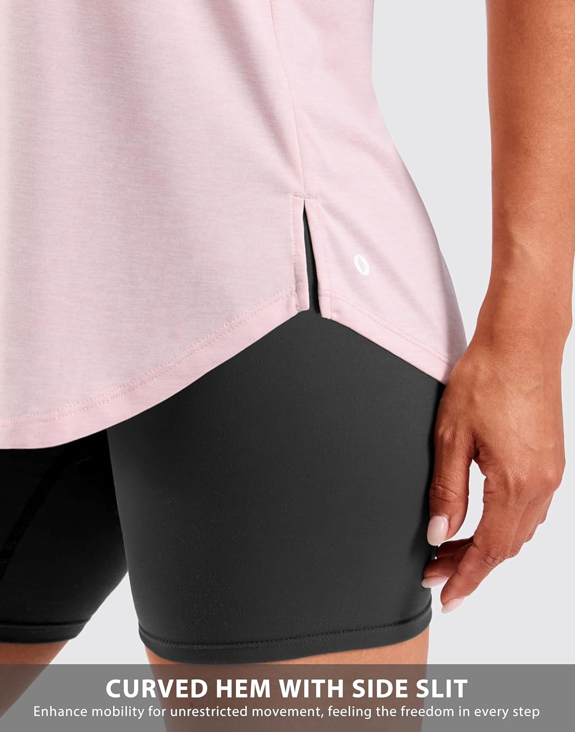 image:imageSANTINY Womens Lightweight Long Workout Tops Sleeveless Tennis Gym Yoga Shirts Athletic Running Tank Top for Women Loose FitLight Pink