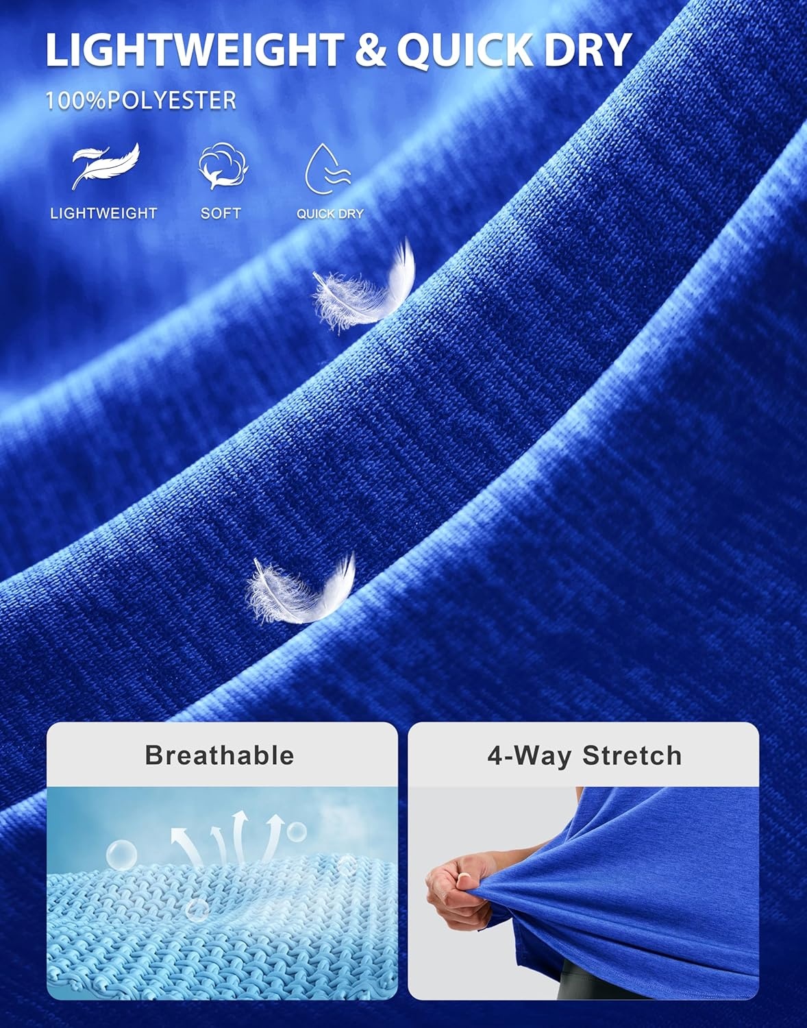 image:imageSANTINY Womens Lightweight Long Workout Tops Sleeveless Tennis Gym Yoga Shirts Athletic Running Tank Top for Women Loose FitRoyal Blue