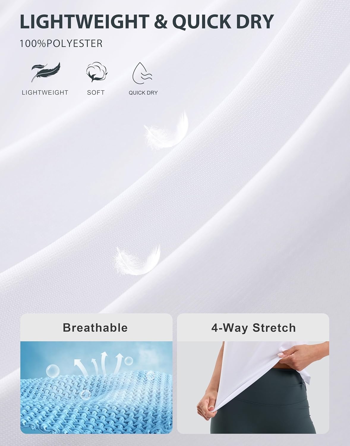 image:imageSANTINY Womens Lightweight Long Workout Tops Sleeveless Tennis Gym Yoga Shirts Athletic Running Tank Top for Women Loose FitWhite
