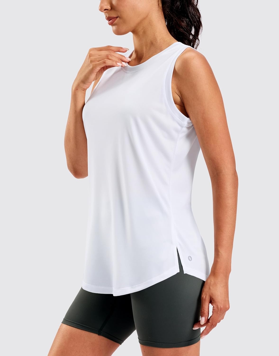 image:imageSANTINY Womens Lightweight Long Workout Tops Sleeveless Tennis Gym Yoga Shirts Athletic Running Tank Top for Women Loose FitWhite