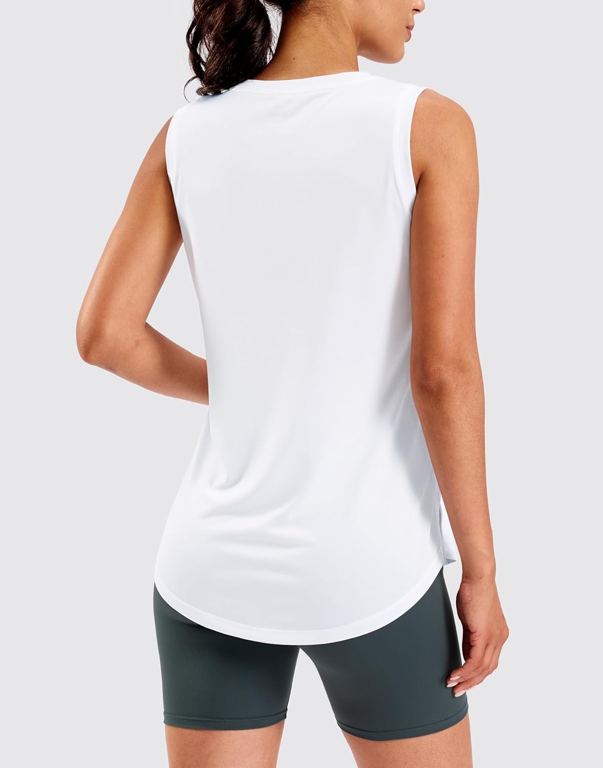 image:imageSANTINY Womens Lightweight Long Workout Tops Sleeveless Tennis Gym Yoga Shirts Athletic Running Tank Top for Women Loose FitWhite