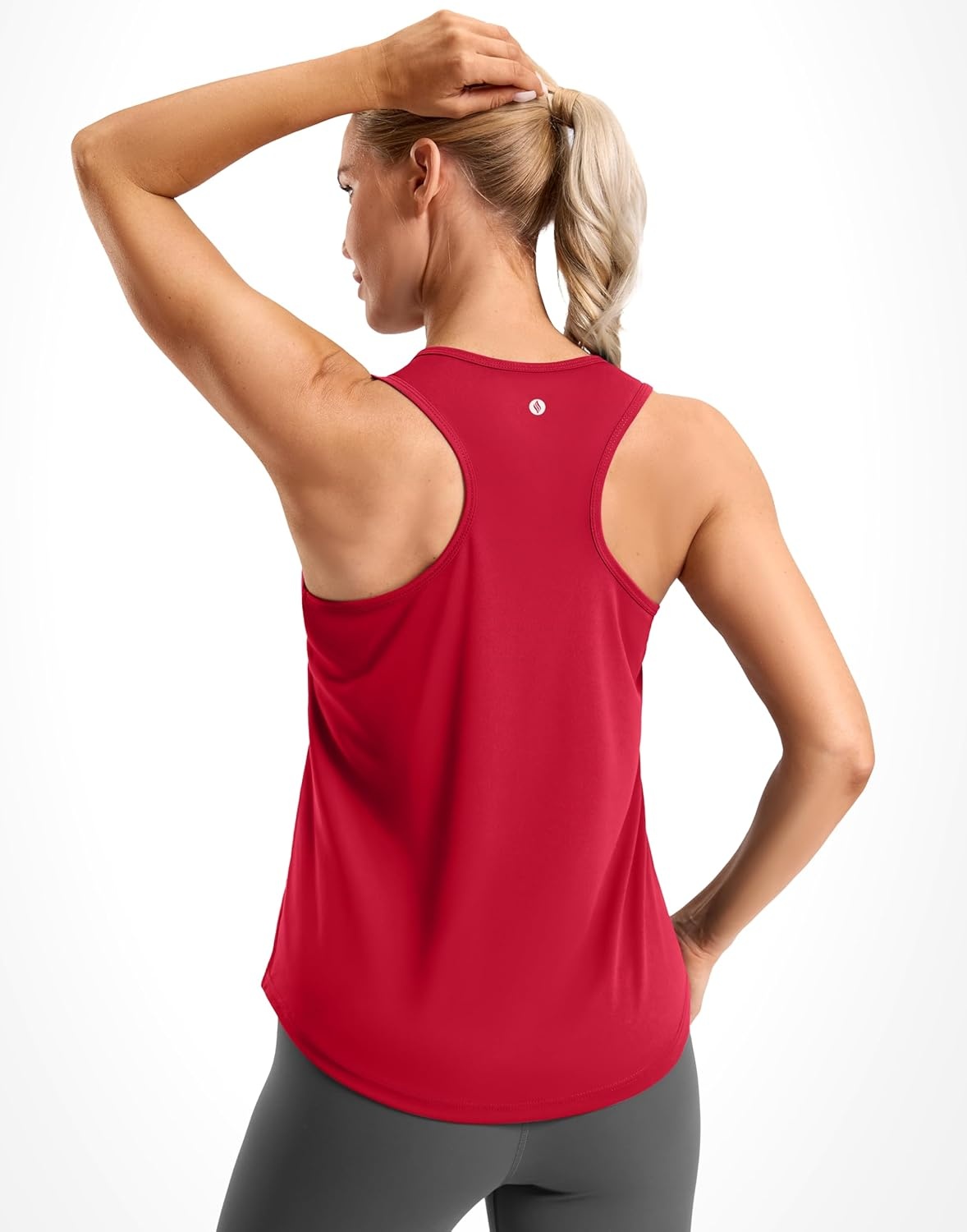 image:imageSANTINY Womens Racerback Workout Tops Lightweight Gym Yoga Tennis Sleeveless Shirts Scoop Neck Running Athletic Tank TopsA Red