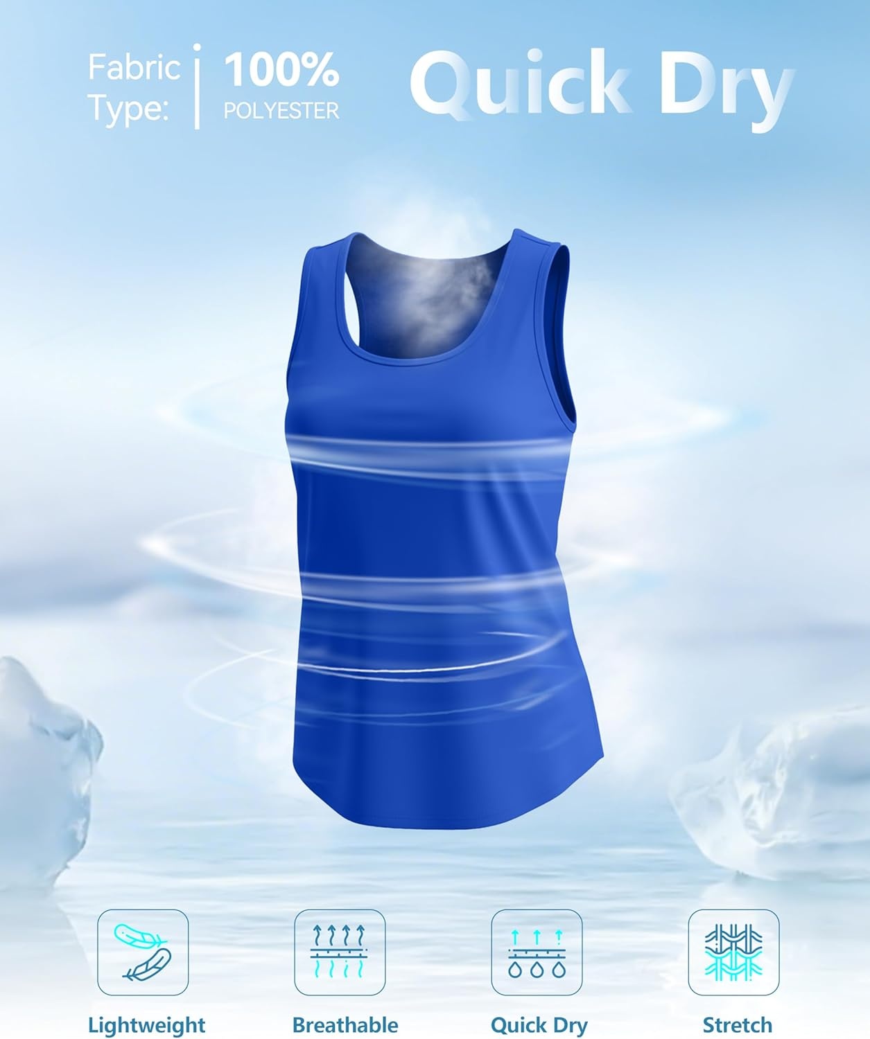 image:imageSANTINY Womens Racerback Workout Tops Lightweight Gym Yoga Tennis Sleeveless Shirts Scoop Neck Running Athletic Tank TopsA Royal Blue