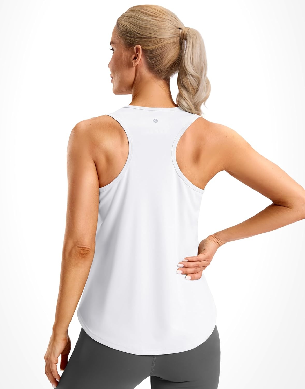 image:imageSANTINY Womens Racerback Workout Tops Lightweight Gym Yoga Tennis Sleeveless Shirts Scoop Neck Running Athletic Tank TopsA White