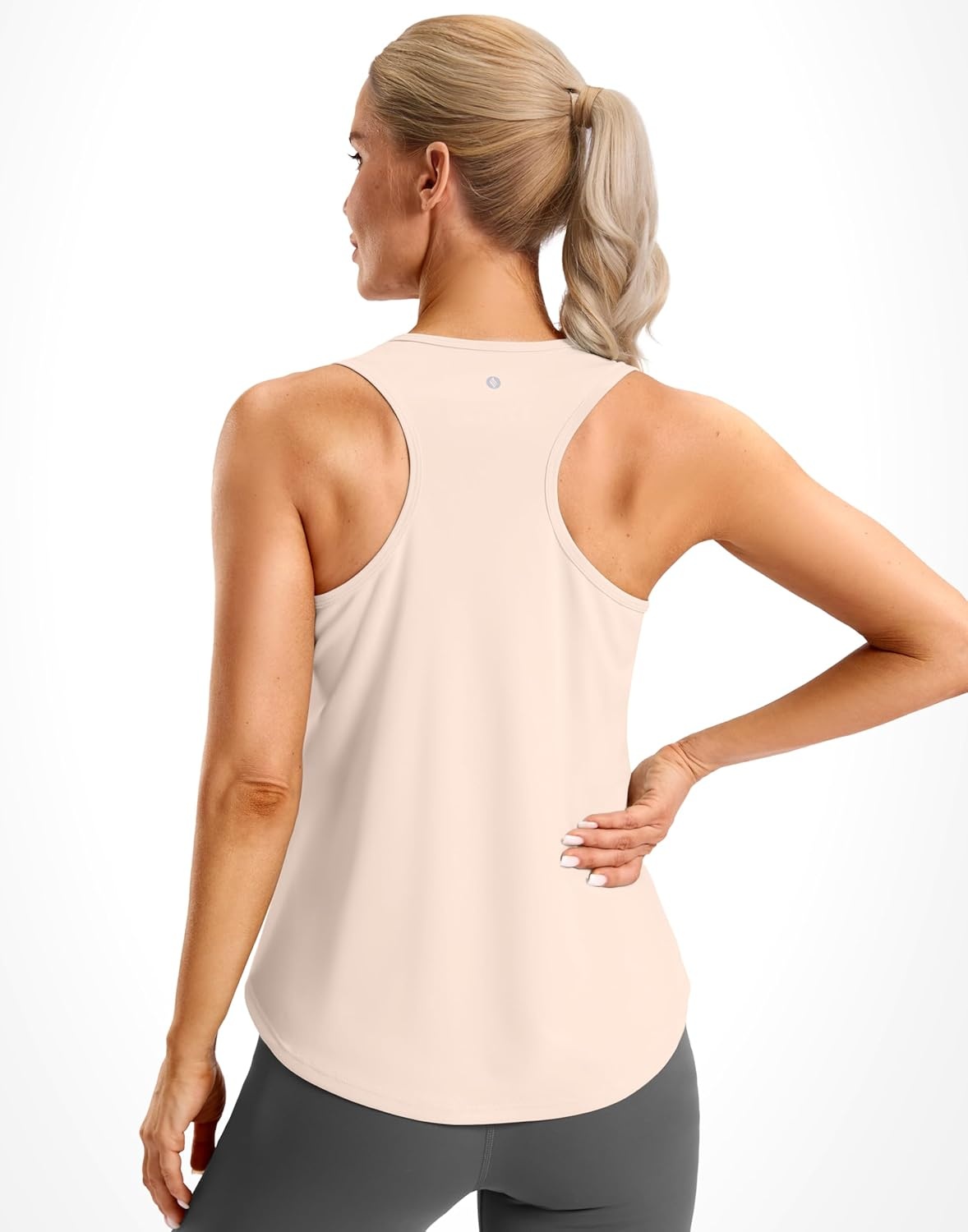 image:imageSANTINY Womens Racerback Workout Tops Lightweight Gym Yoga Tennis Sleeveless Shirts Scoop Neck Running Athletic Tank TopsBeige