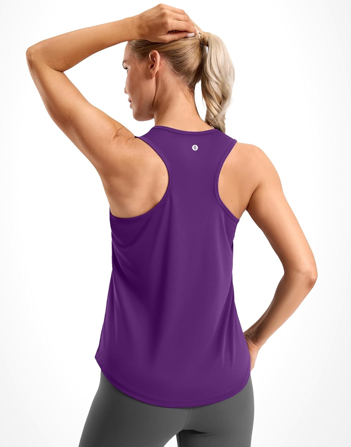 image:imageSANTINY Womens Racerback Workout Tops Lightweight Gym Yoga Tennis Sleeveless Shirts Scoop Neck Running Athletic Tank TopsDark Purple