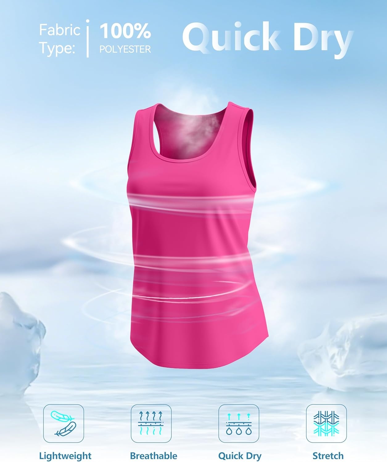 image:imageSANTINY Womens Racerback Workout Tops Lightweight Gym Yoga Tennis Sleeveless Shirts Scoop Neck Running Athletic Tank TopsRose