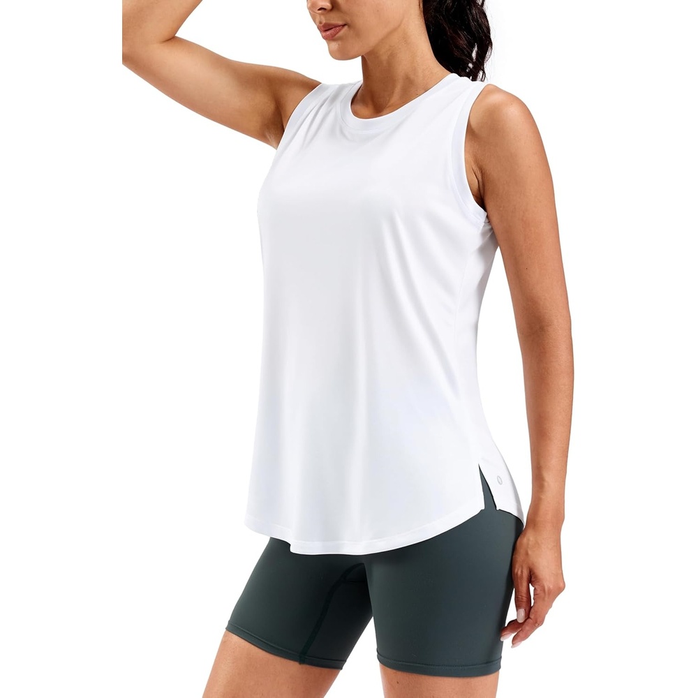image:imageSANTINY Womens Lightweight Long Workout Tops Sleeveless Tennis Gym Yoga Shirts Athletic Running Tank Top for Women Loose FitWhite
