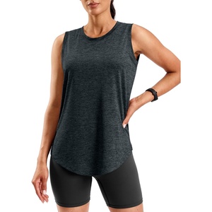 SANTINY Women’s Lightweight Long Workout Tops Sleeveless Tennis Gym Yoga Shirts Athletic Running Tank Top for Women Loose Fit(Black)