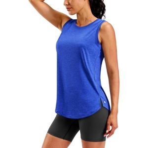 SANTINY Women’s Lightweight Long Workout Tops Sleeveless Tennis Gym Yoga Shirts Athletic Running Tank Top for Women Loose Fit(Royal Blue)