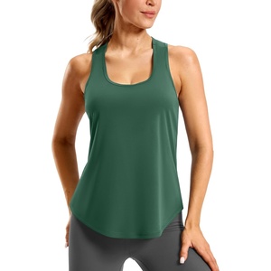 SANTINY Women’s Racerback Workout Tops Lightweight Gym Yoga Tennis Sleeveless Shirts Scoop Neck Running Athletic Tank Tops(Dark Green)