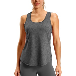 SANTINY Women’s Racerback Workout Tops Lightweight Gym Yoga Tennis Sleeveless Shirts Scoop Neck Running Athletic Tank Tops(Heather Charcoal)