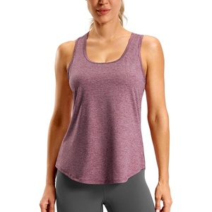 SANTINY Women’s Racerback Workout Tops Lightweight Gym Yoga Tennis Sleeveless Shirts Scoop Neck Running Athletic Tank Tops(Heather Red)