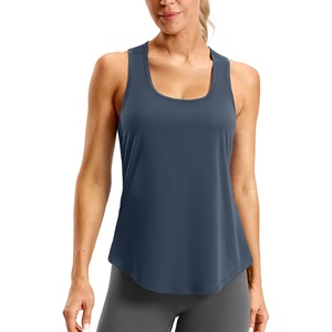 SANTINY Women’s Racerback Workout Tops Lightweight Gym Yoga Tennis Sleeveless Shirts Scoop Neck Running Athletic Tank Tops(Navy)