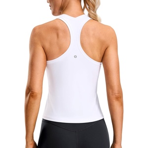 SANTINY Workout Tank Tops for Women Racerback Yoga Gym Tennis Running Athletic Tops Scoop Neck Tight Sleeveless Shirts(A White)