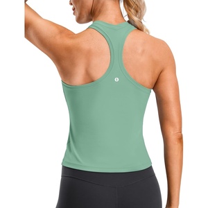 SANTINY Workout Tank Tops for Women Racerback Yoga Gym Tennis Running Athletic Tops Scoop Neck Tight Sleeveless Shirts(Green)