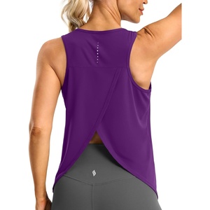 SANTINY Workout Tops for Women Open Back Sleeveless Racerback Tank Tops Loose Fit Athletic Gym Yoga Shirts(Purple)