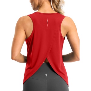 SANTINY Workout Tops for Women Open Back Sleeveless Racerback Tank Tops Loose Fit Athletic Gym Yoga Shirts(Red)