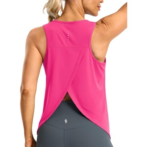 SANTINY Workout Tops for Women Open Back Sleeveless Racerback Tank Tops Loose Fit Athletic Gym Yoga Shirts(Rose)