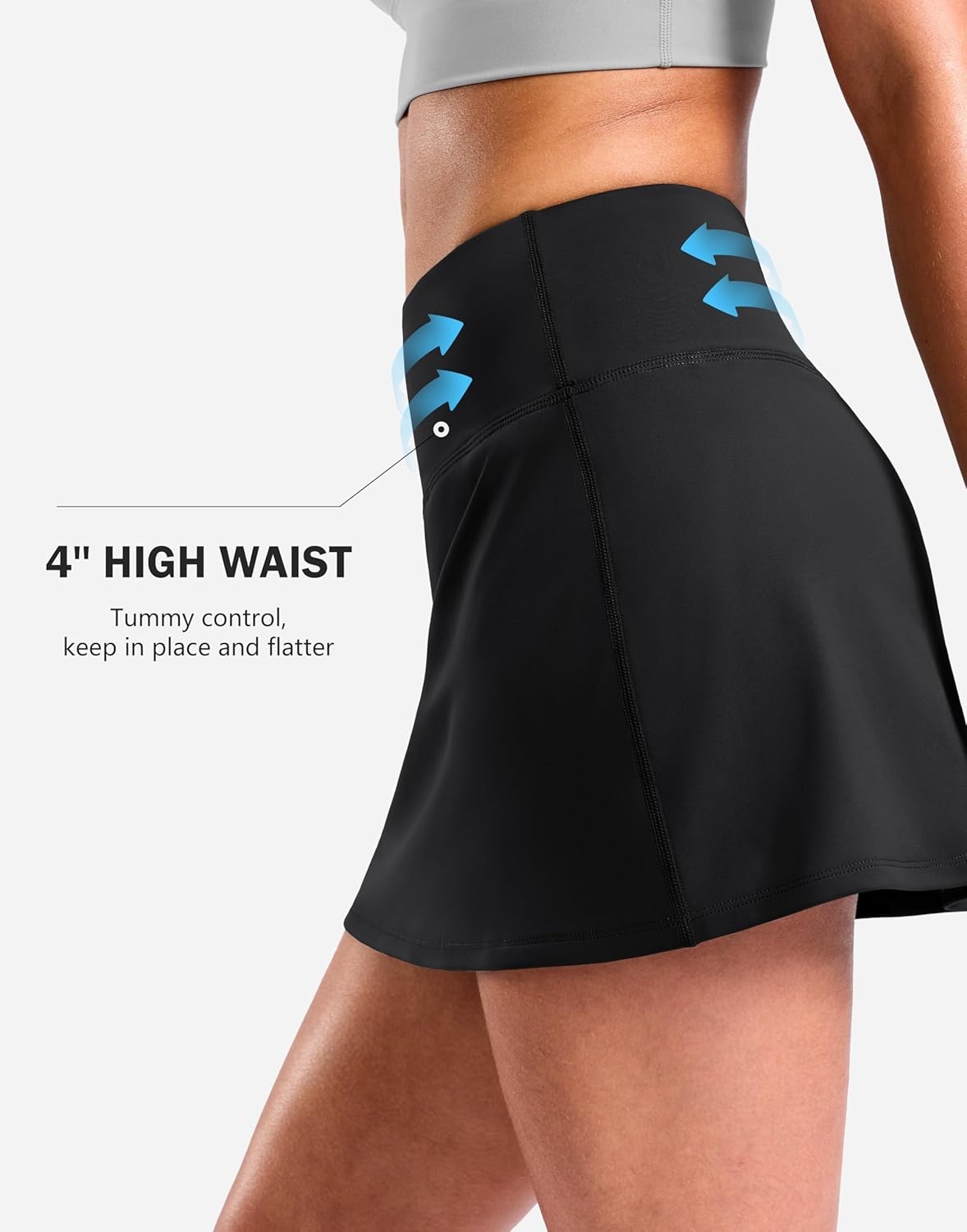 image:imageSANTINY 13515 Skorts for Women with 2 Pockets High Waisted A Line Casual Pickleball Golf Skort Athletic Tennis SkirtBlack