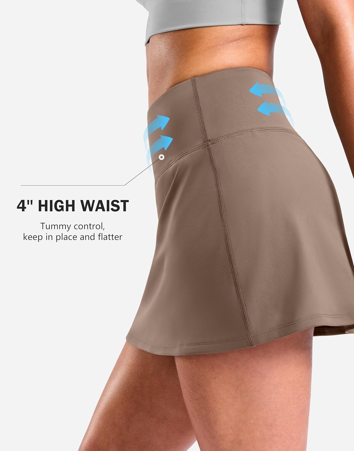 image:imageSANTINY 13515 Skorts for Women with 2 Pockets High Waisted A Line Casual Pickleball Golf Skort Athletic Tennis SkirtCoffee Brown