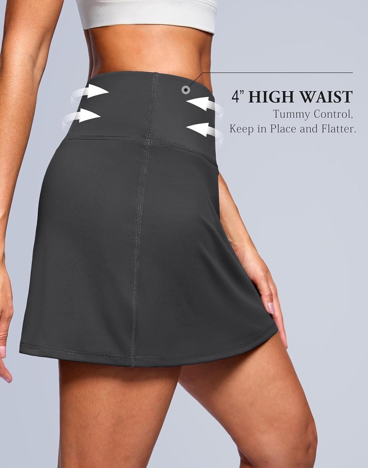 image:imageSANTINY 13515 Skorts for Women with 2 Pockets High Waisted A Line Casual Pickleball Golf Skort Athletic Tennis SkirtDark Grey