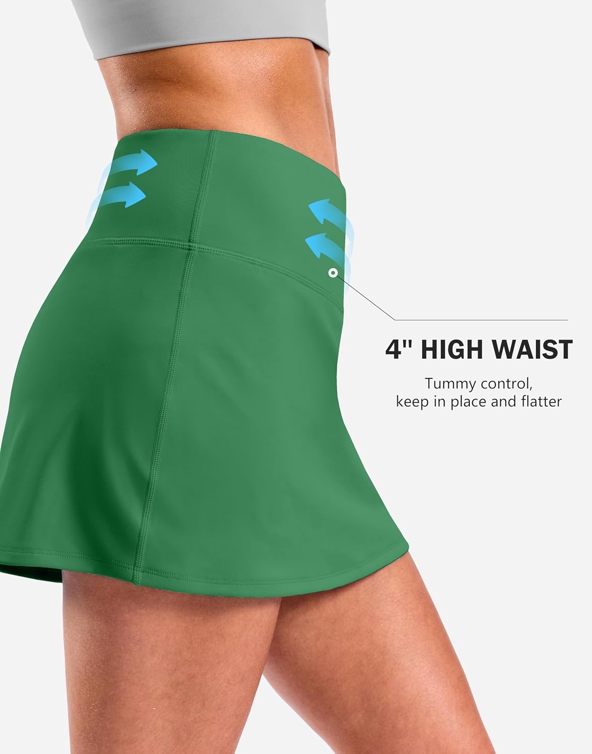 image:imageSANTINY 13515 Skorts for Women with 2 Pockets High Waisted A Line Casual Pickleball Golf Skort Athletic Tennis SkirtGreen