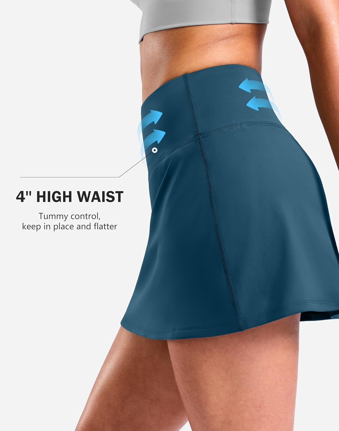 image:imageSANTINY 13515 Skorts for Women with 2 Pockets High Waisted A Line Casual Pickleball Golf Skort Athletic Tennis SkirtIndigo
