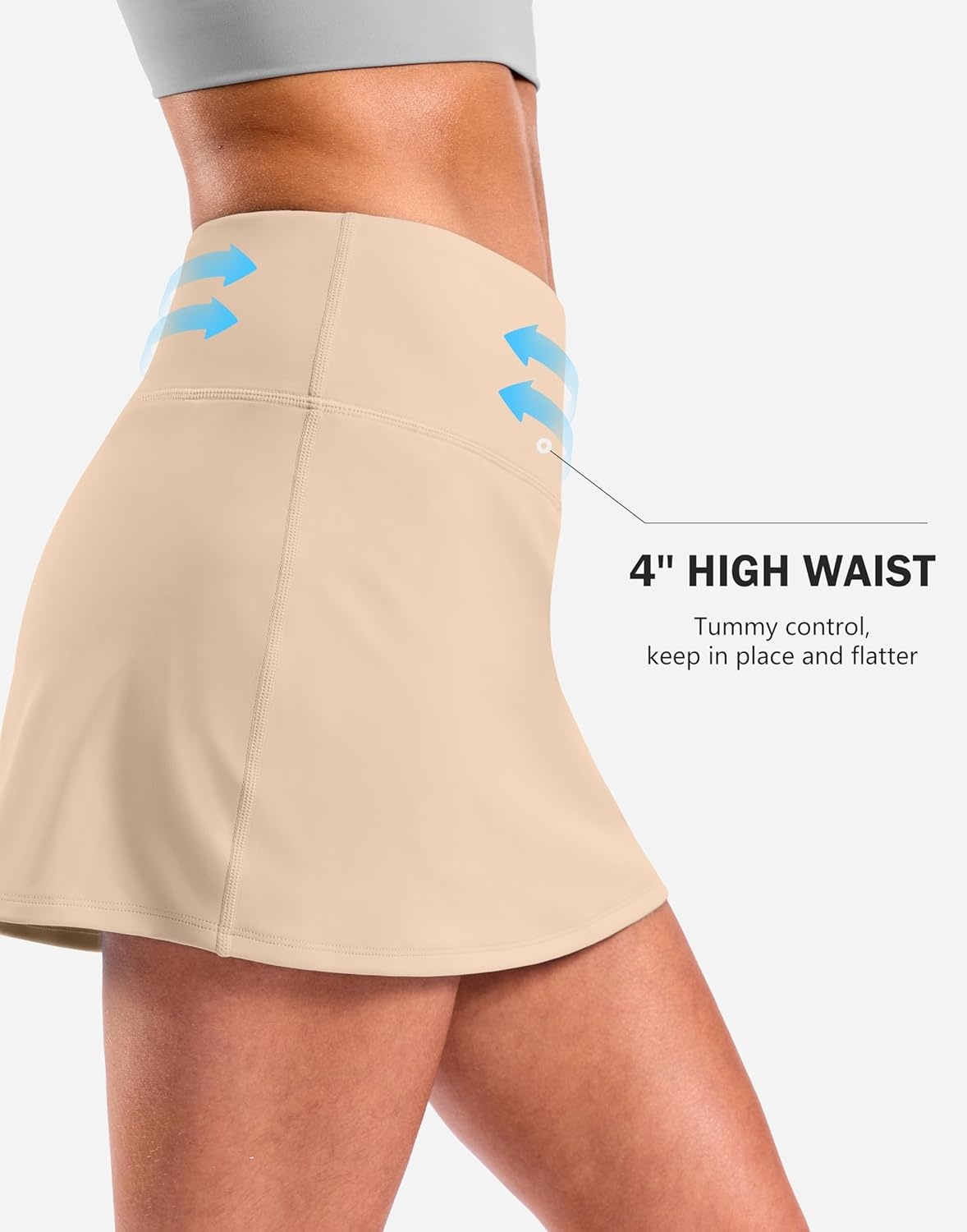 image:imageSANTINY 13515 Skorts for Women with 2 Pockets High Waisted A Line Casual Pickleball Golf Skort Athletic Tennis SkirtKhaki
